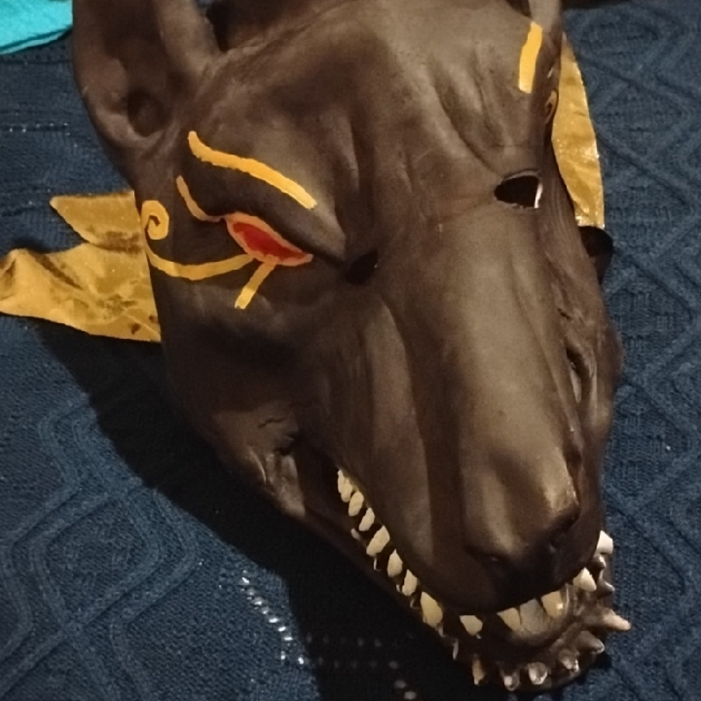 Black Wolf Mask with Gold Details